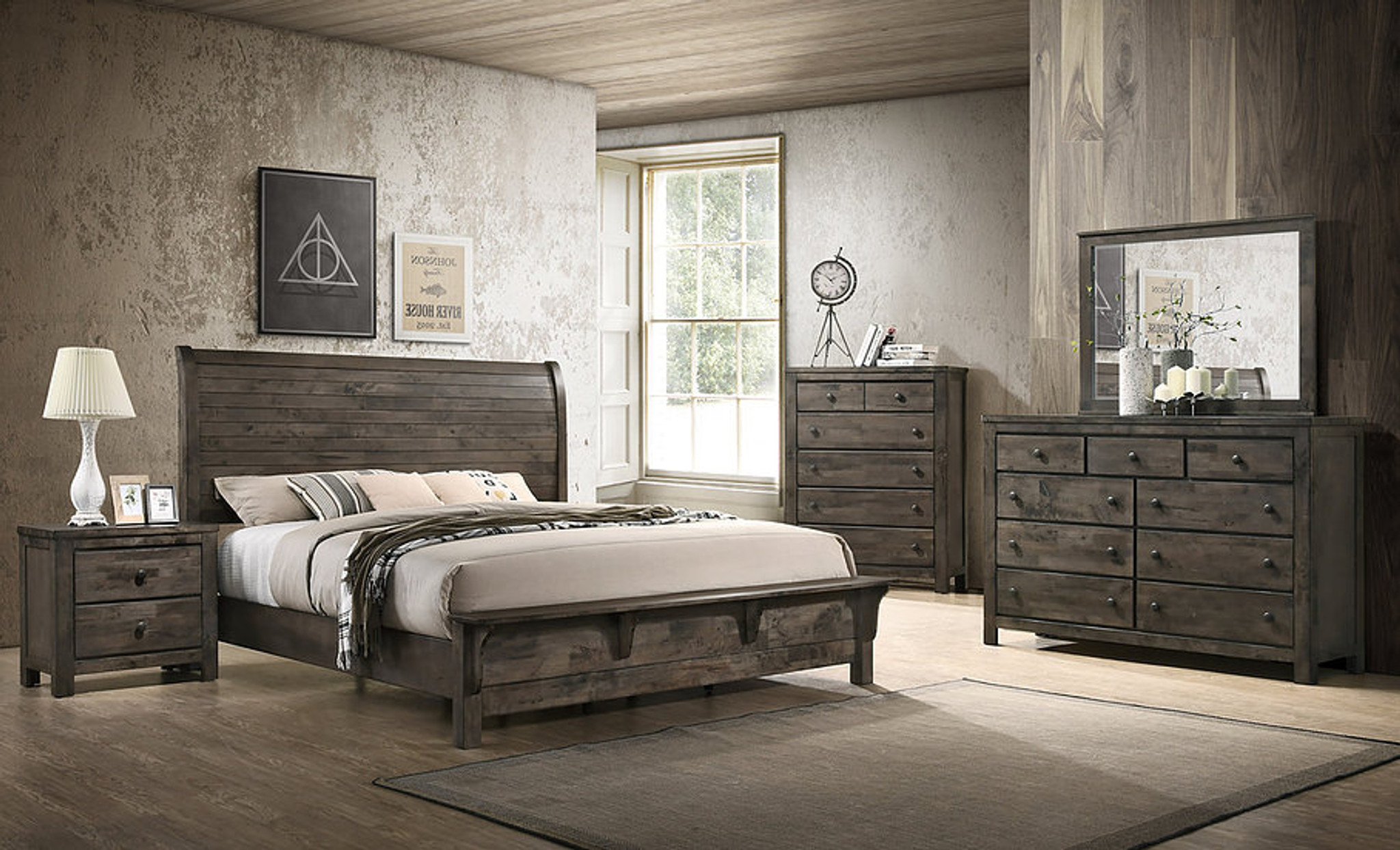 B2110 Farmhouse Rustic Grey Bedroom Collection By New Era