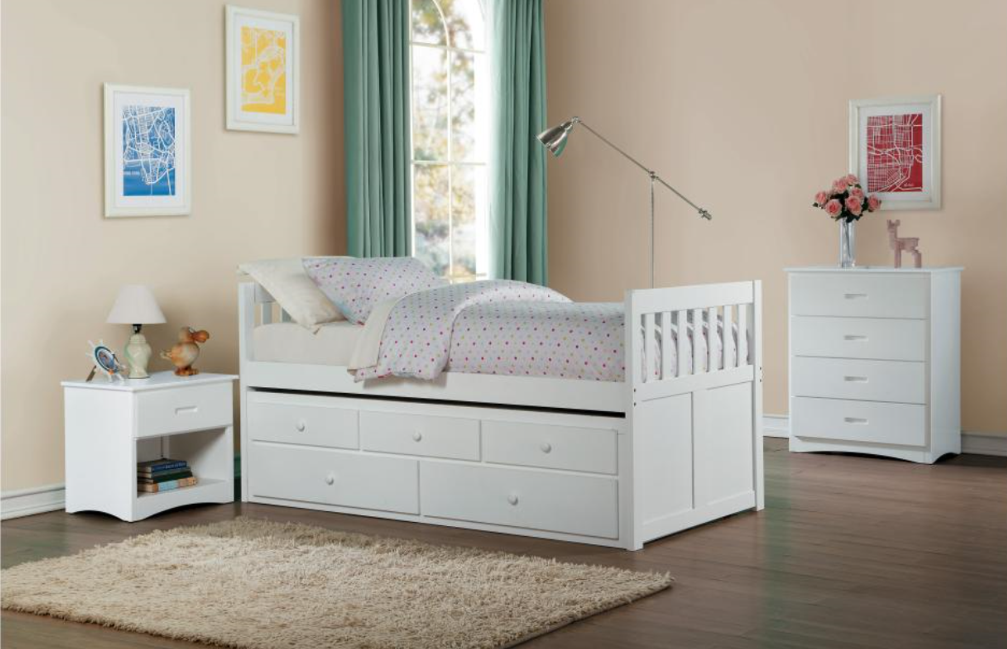 twin bed with trundle and storage