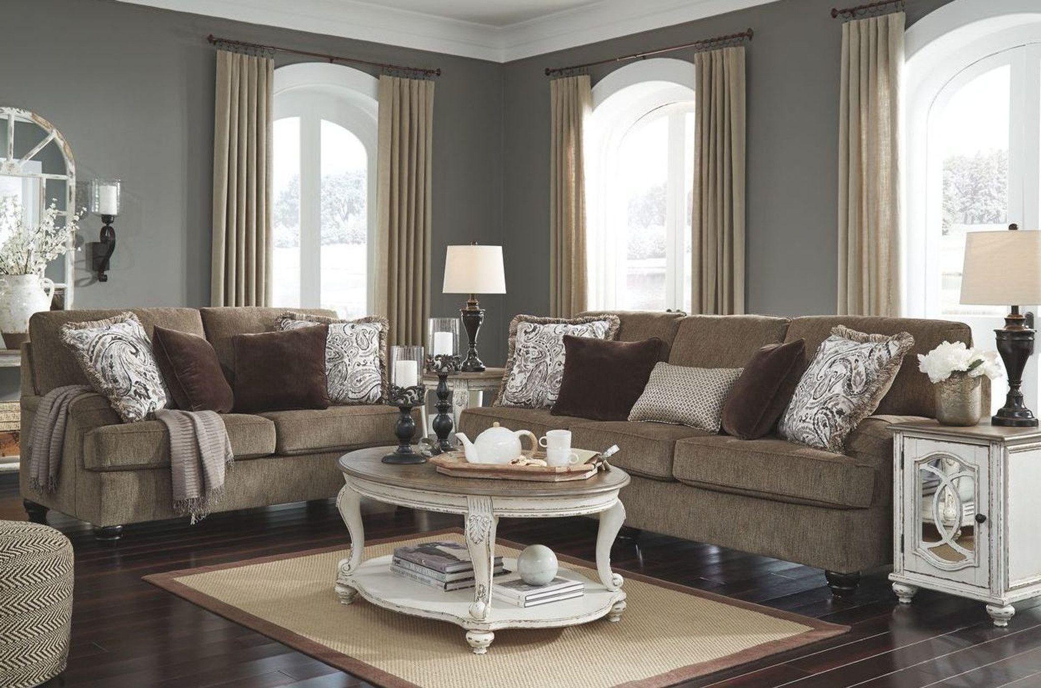 40901 38 35 2 Pcs Braemar Brown Sofa Loveseat Collection By