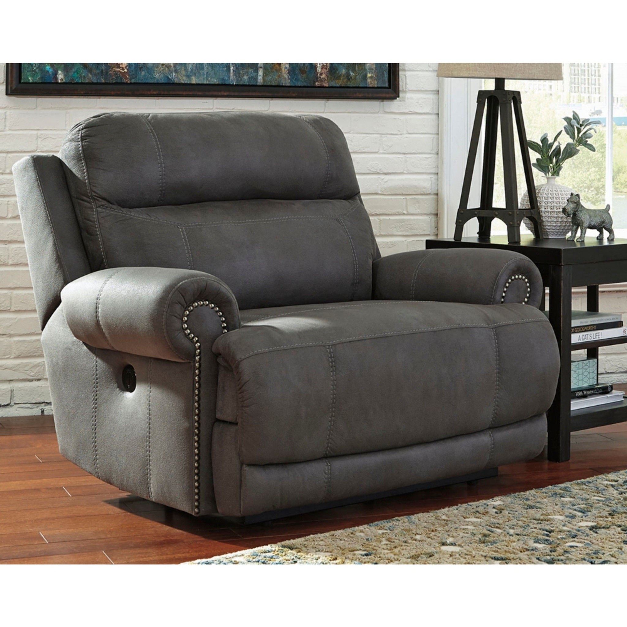 austere gray zero wall power wide recliner