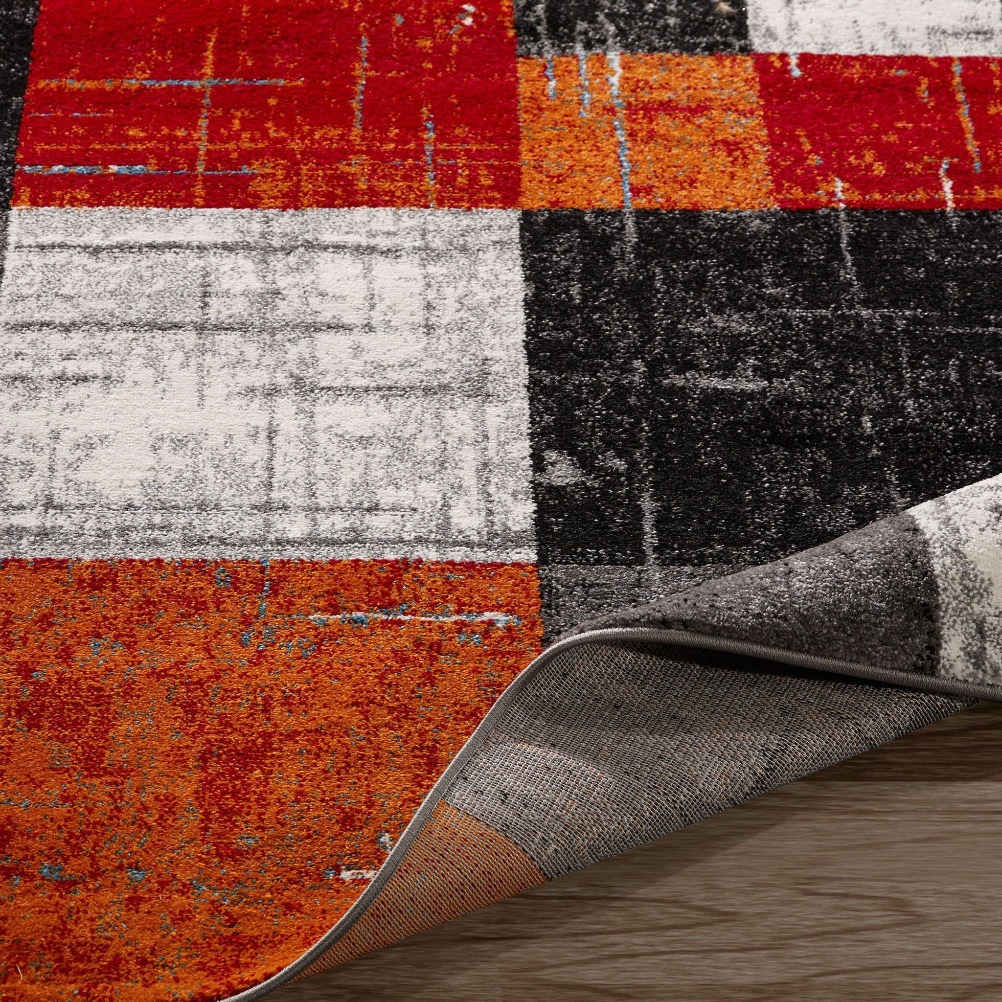 Cit3121 5x7 City Tiles Red Orange Area Rug By Km Rugs