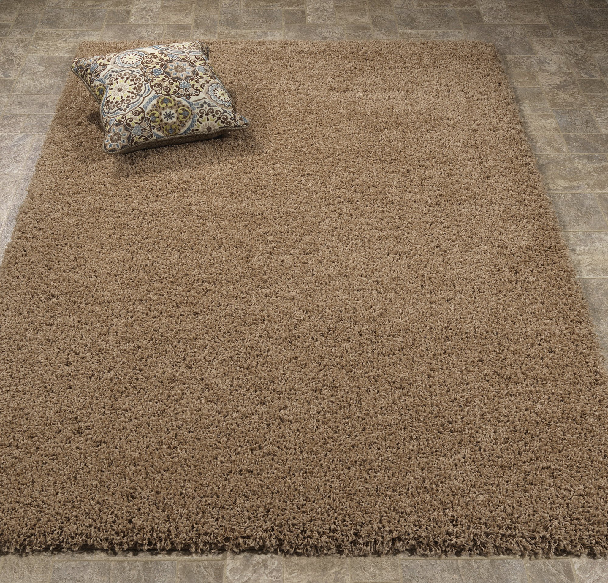 Cozy2769 5x7 Cozy Solid Beige Shag Area Rug By Km Rugs
