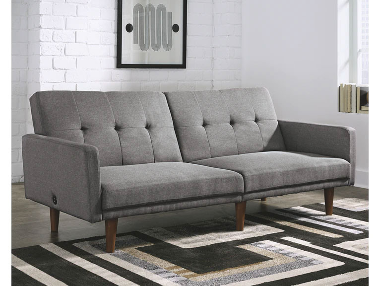 Signature Design Gaddis Gray Flip Flop Sofa with USB Drive By Ashley