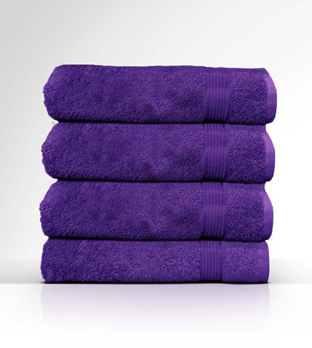 Heaven Spa Solid Purple 4 Piece 100% Cotton Bath Towel