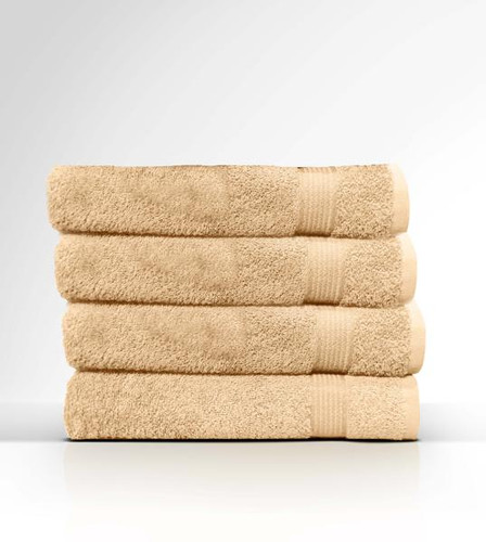 Heaven Spa Solid Beige 4 Piece 100% Cotton Bath Towel