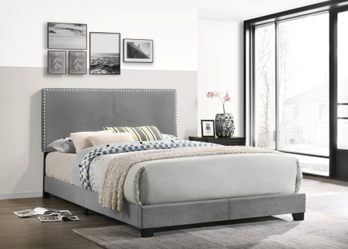 EMILIA GRAY COLOR UPHOLSTERED BED AND MATTRESS COMBO