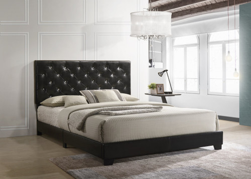Santino Collection Black Color Pu Upholsterd Bed and Mattress