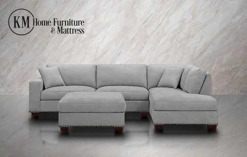 Fabric Sectional with Ottoman
