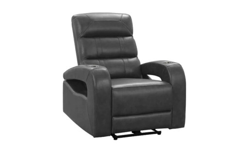 Leather Power Recliner, Gray