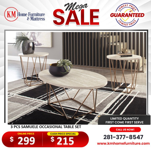 Mega Sale 3 PCS SAMUELE OCCASIONAL TABLE SET IN TWO TONE