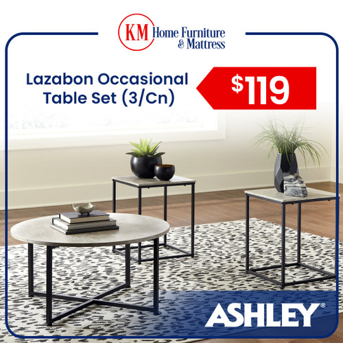 Lazabon - Gray / Black - Occasional Table Set (Set of 3)