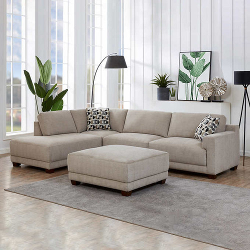 Raylin Fabric Sectional with Ottoman - LEFT FACING CHAISE