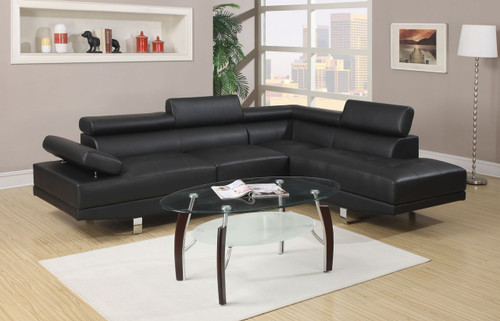 MODERN 2-PCS SECTIONAL SOFA SET IN BLACK
