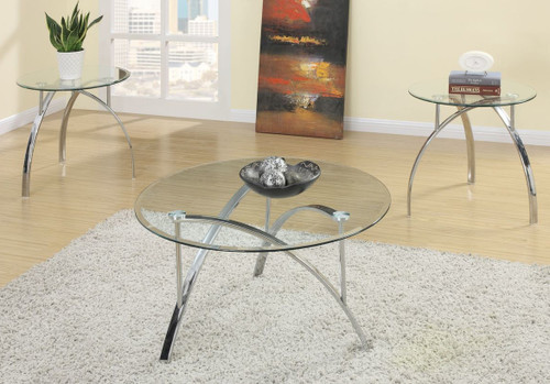3-PCS COFFEE TABLE SET IN GLASS CHROME-F3098