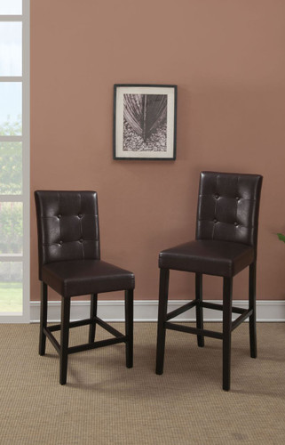 SET OF 2   HIGH CHAIR IN DARK BROWN PU-BAR CHAIR 29H IN DARK BROWN PU