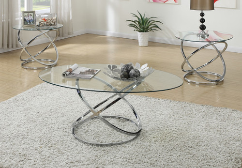 glass coffee table with matching end tables