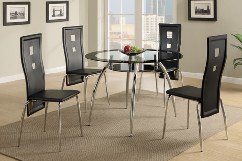 5-PCS BLACK CONTEMPORARY ROUND TABLE DINING ROOM SET