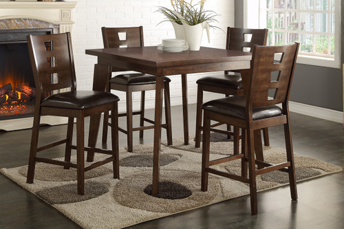 MODERN VERTICAL CUTOUT SQUARES DESIGN 5-PIECES COUNTER HEIGHT SET