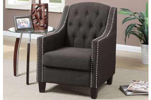 ACCENT CHAIR IN ASH BLACK COLOR W/NAILHEAD