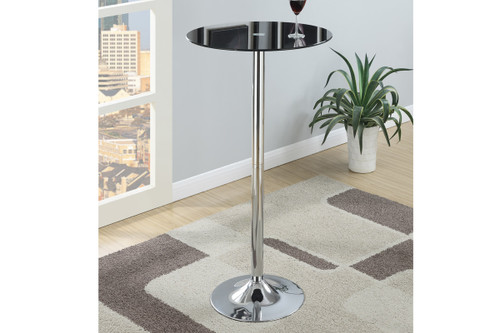 BLACK TEMPERED GLASS TOP IN CHROME FINISH BAR TABLE