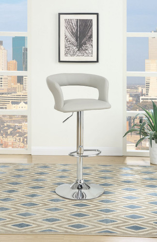 GREY LEATHER 2 PIECES ADJUSTABLE BAR STOOL