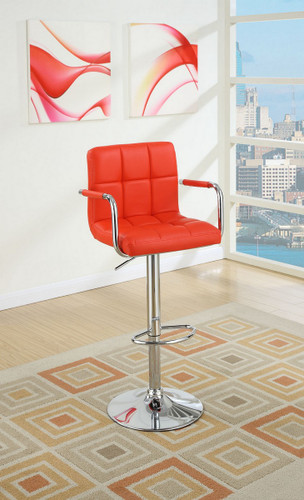 ADJUSTABLE RED LEATHER 2 PIECES BAR STOOL
