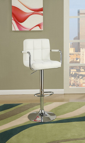 ADJUSTABLE WHITE FAUX LEATHER 2 PIECES BAR STOOL