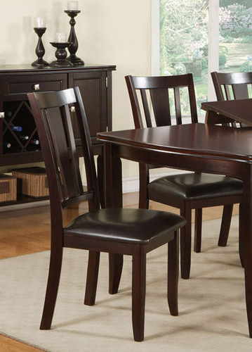 DEEP BROWN WOOD FINISH DINING CHAIR 2 PCS SET-F1285