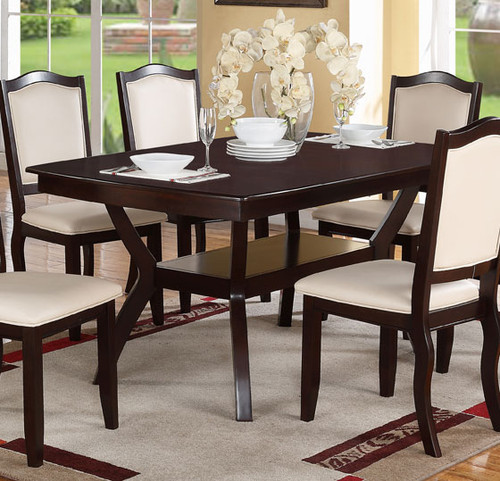 RECTANGULAR SHAPED BROWN WOOD DINING TABLE-F2290