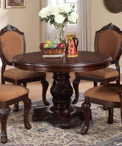 ASTOUNDING CARVED FLORAL ACCENTS DINING TABLE-F2187/A