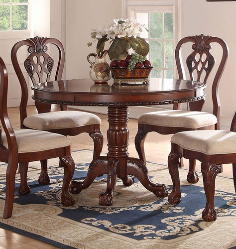 DARK CHERRY WOOD ROUND DINING TABLE-F2156