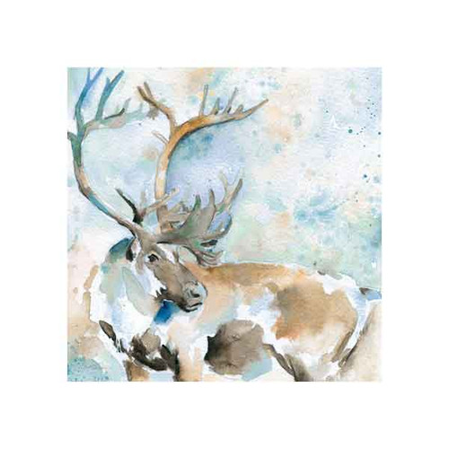 CARIBOU ON BLUE BY CAROL ROBINSON 50x50