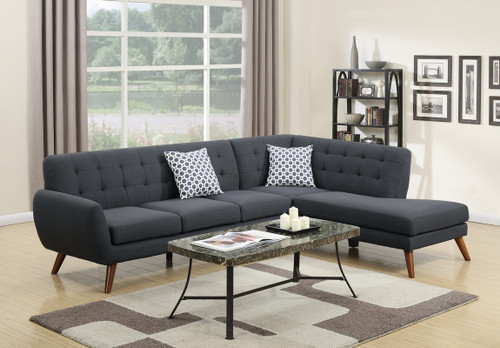 2PCS ASH BLACK SECTIONAL SET-F6954