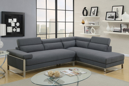 2PCS CHARCOAL SECTIONAL SET-F6539