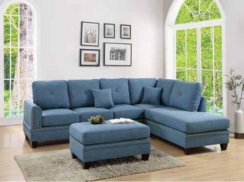2PCS BLUE SECTIONAL SOFA-F6512