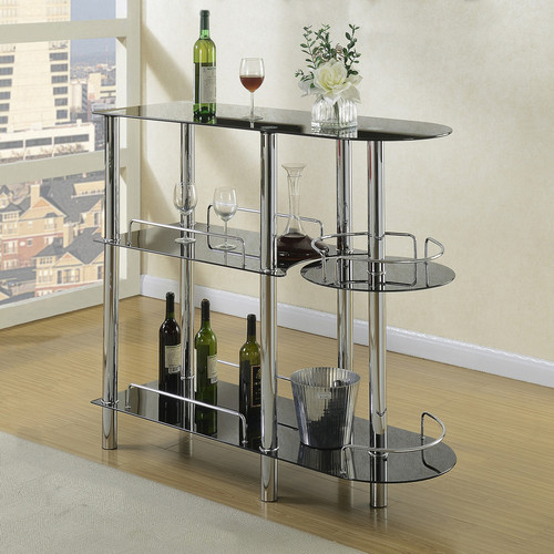 BAR STAND GLAS TOP BLACK-F2114