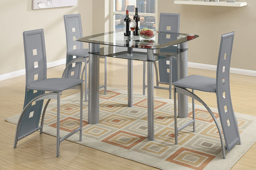 5PCS BLACK OR SILVER VERTICAL TABLE DINING SET-F2224-F1749