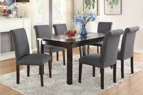7PCS BLUE GREY DINING SET-F2366-F1543