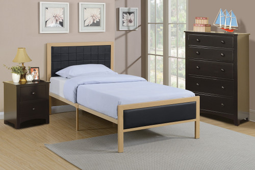 TWIN/FULL BED PU BLACK-F9393