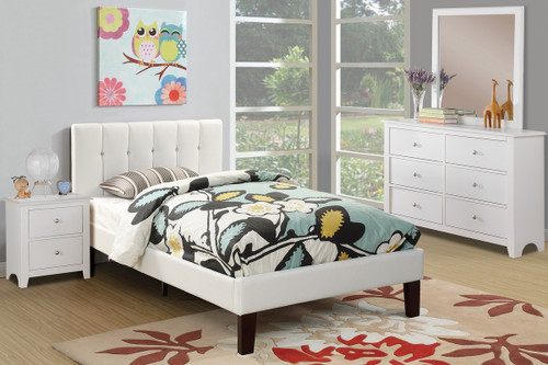 TWIN BED PU WHITE-F9358