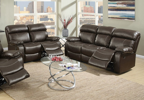 2PCS ESPRESSO SOFA AND LOVESEAT RECLINER SET-(F6719-20