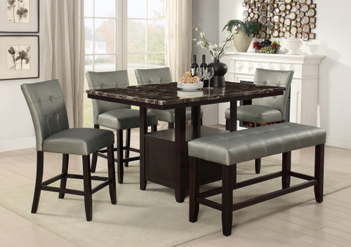 5PCS FAUX MARBLE TOP TABLE DINING SET-F2461-F1756