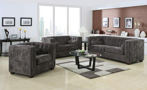 ALEXIS CHARCOAL 2 PCS LIVING ROOM SET SOFA LOVESEAT