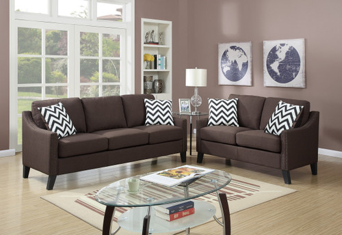 2PCS NAZARIO SOFA SET IN CHOCOLATE-F6907