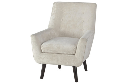 The sleek ivory crushed velvet Zossen accent chair is a great addition to any room in the house.