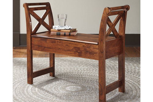 ABBONTO WARM BROWN ACCENT BENCH-T800-111