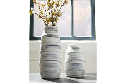 DONAVER GRAY / WHITE VASE (SET OF 2)-A2000210