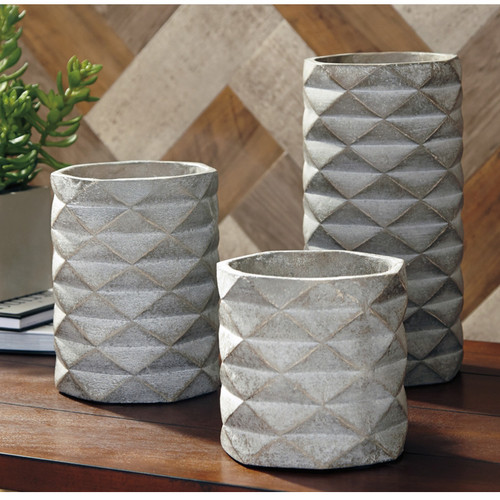 CHARLOT GRAY VASE (SET OF 3)-A2000312