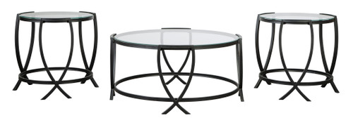 3 PCS TARRIN OCCASIONAL TABLE SET IN BLACK FINISH