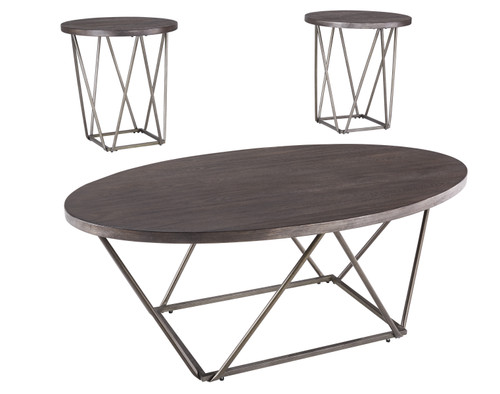 3 PCS NEIMHURST CONTEMPORARY OCCASIONAL TABLE SET IN DARK BROWN
